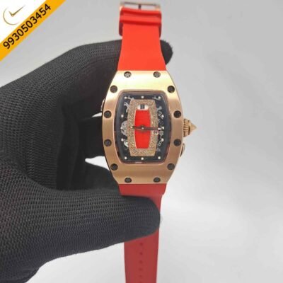 Richard Mille RM 07-01 Rose Gold Red Rubber Strap Swiss Semi ETA Automatic Watch