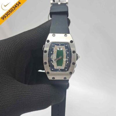 Richard Mille RM 07-01 Silver Green Rubber Strap Swiss Semi ETA Automatic Watch