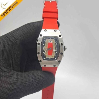 Richard Mille RM 07-01 Silver Red Rubber Strap Swiss Semi ETA Automatic Watch