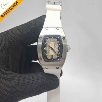 Richard Mille RM 07-01 Silver White Rubber Strap Swiss Semi ETA Automatic Watch