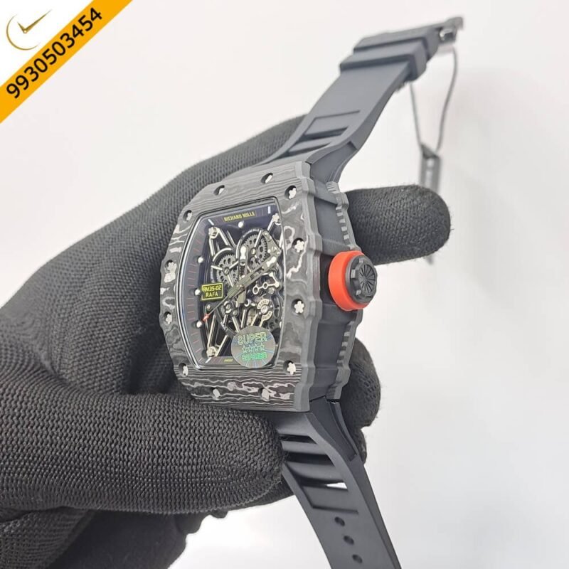 Richaed Mille 35-02 RAFAEL NADAL Black Carbon Black Rubber Strap Swiss ETA Automatic Watch - Image 2