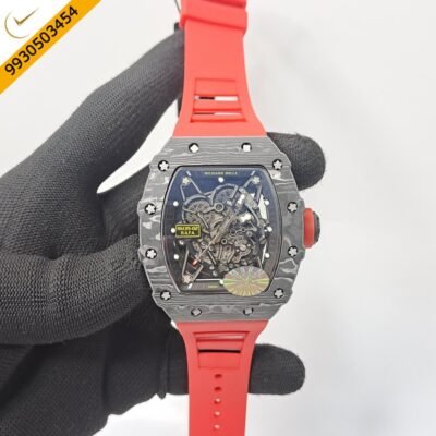 Richaed Mille 35-02 RAFAEL NADAL Black Carbon Red Rubber Strap Swiss ETA Automatic Watch