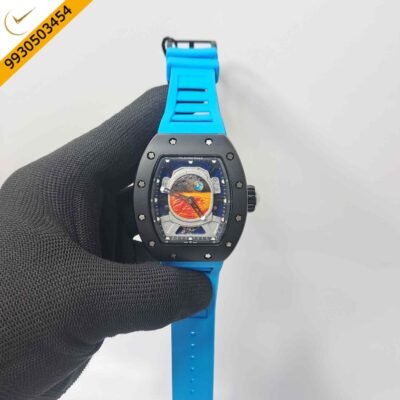Richard Mille RM52-05 Tourbillon Black Bazel Blue Rubber Strap Swiss Automatic Watch
