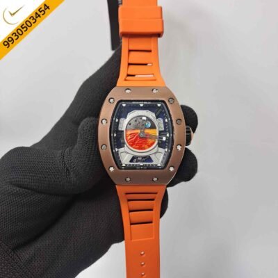 Richard Mille RM52-05 Tourbillon Rose Gold Bazel Orange Rubber Strap Swiss Automatic Watch