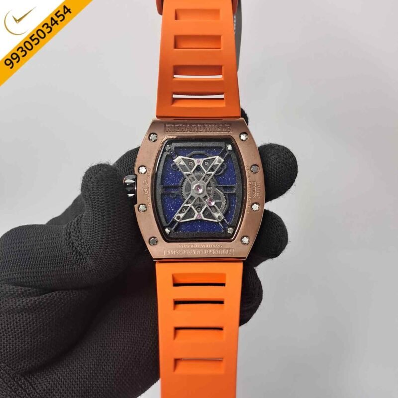 Richard Mille RM52-05 Tourbillon Rose Gold Bazel Orange Rubber Strap Swiss Automatic Watch - Image 4