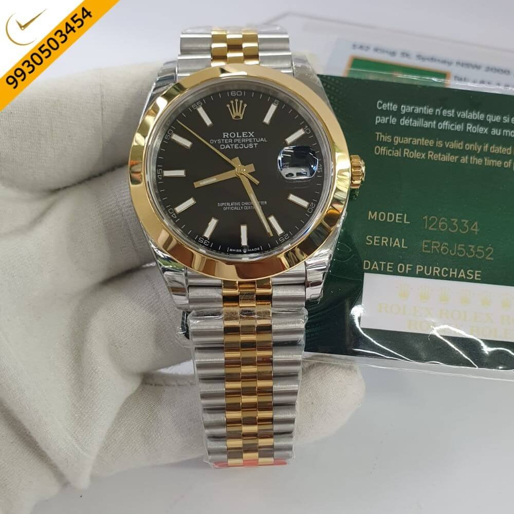 Roles Oyster Perpetual Date Just Dual Tone Black Dial Swiss ETA 3235 Automatic Movement Watch