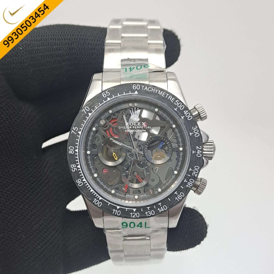 Rolex Artisans de Geneve Daytona Montoya Silver Black Skeleton Dial Swiss Automatic Watch