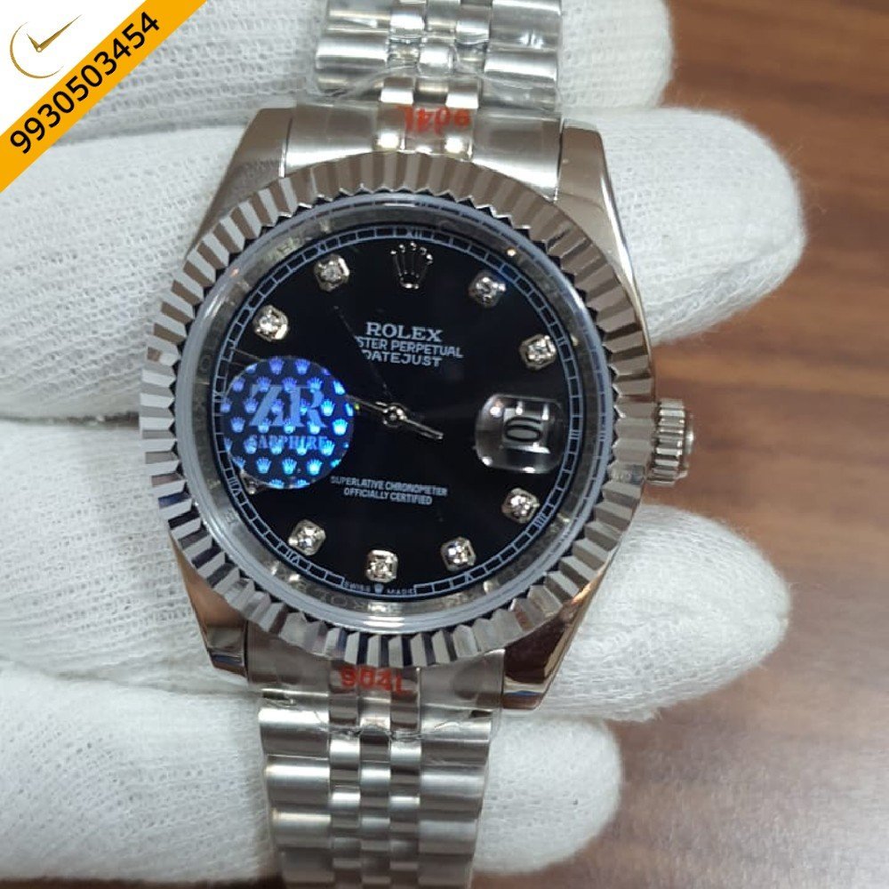 Rolex Date -Just Diamond Marker Black Dial Swiss Automatic Watch