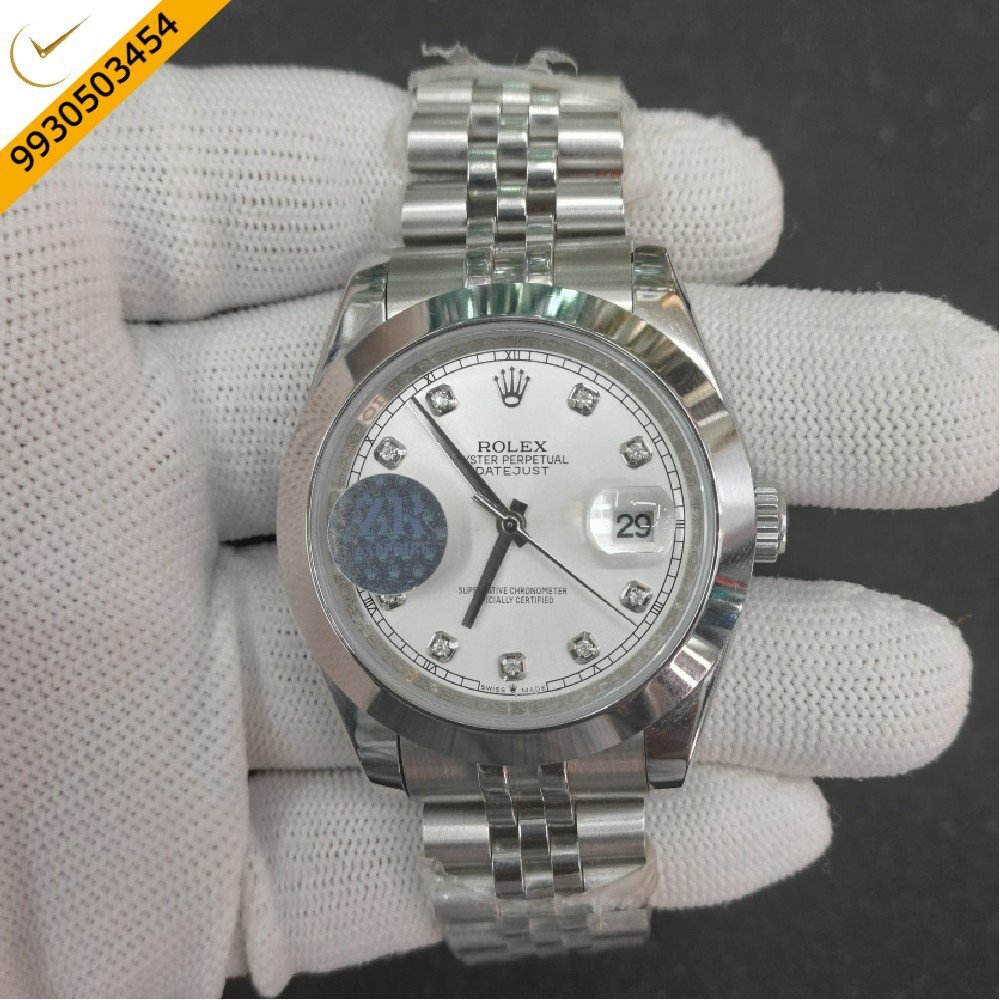 Rolex Date -Just Diamond Marker White Dial Swiss Automatic Watch