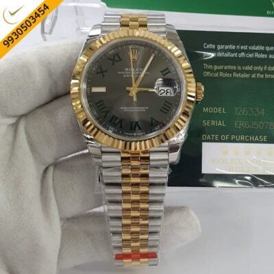 Rolex Date Just Gold Dual Tone Roman Marking Swiss ETA Calibre 3235 Automatic Movement Watch