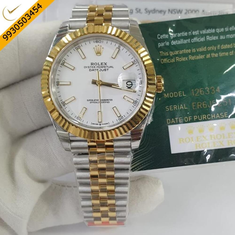 Rolex Date Just Gold Dual Tone Stick Marking Swiss ETA Calibre 3235 Automatic Movement Watch