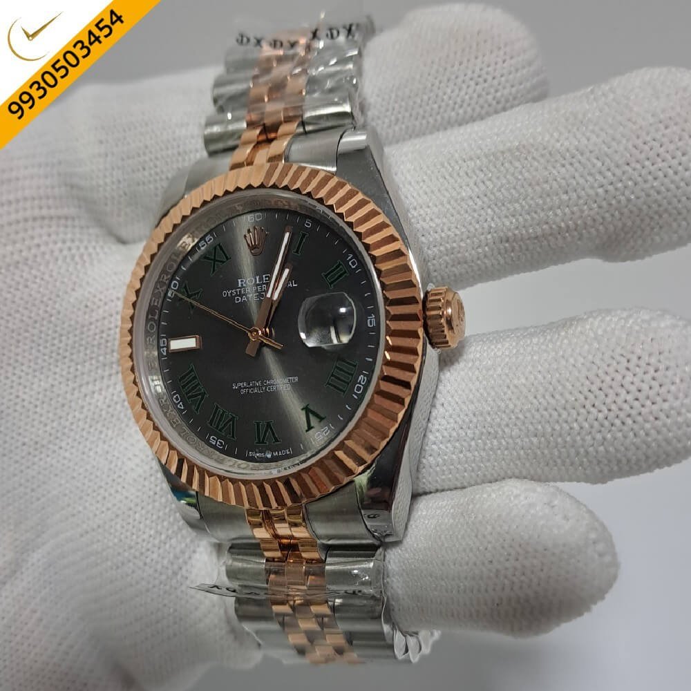 Rolex Date-Just Roman Marker Dual Tone Black Dial Swiss Automatic Watch - Image 3