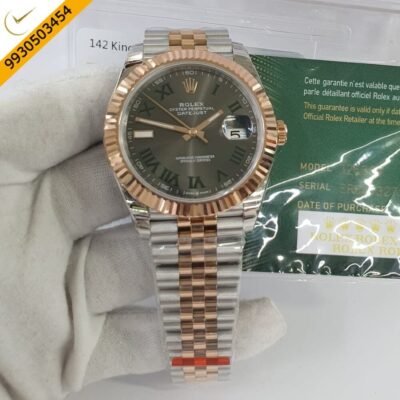 Rolex Date Just Rose Gold Dual Tone Roman Marking Swiss ETA Calibre 3235 Automatic Movement Watch