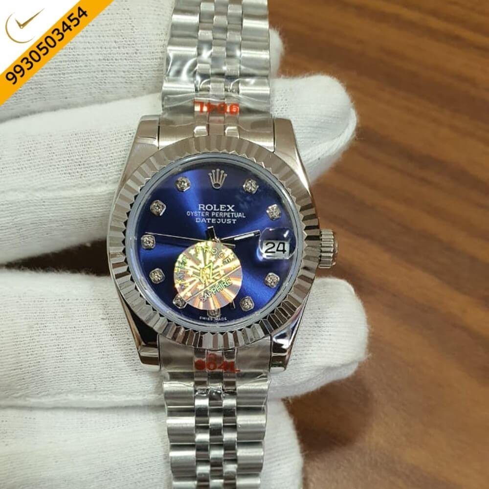 Rolex Date -Just Diamond Marker Blue Dial Swiss Automatic Watch