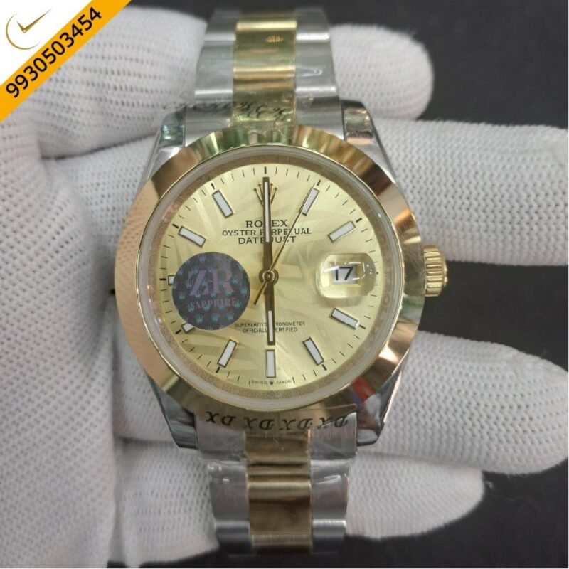 Rolex Date-Just Stick Marker Dual Tone Golden Dial Swiss Automatic Watch