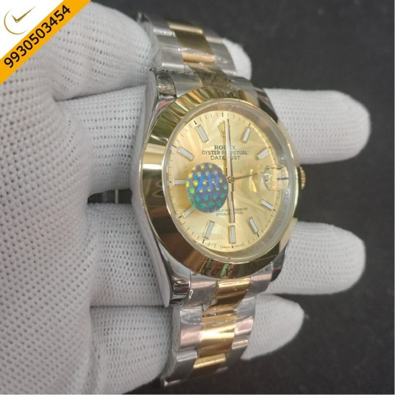 Rolex Date-Just Stick Marker Dual Tone Golden Dial Swiss Automatic Watch - Image 3