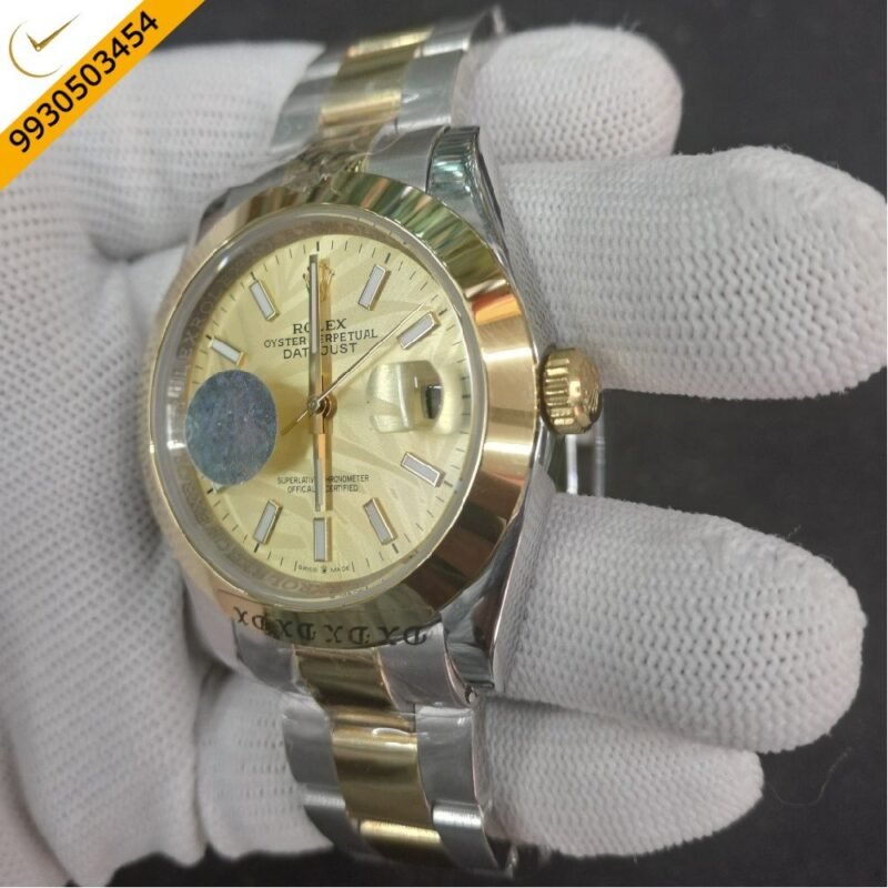 Rolex Date-Just Stick Marker Dual Tone Golden Dial Swiss Automatic Watch - Image 2