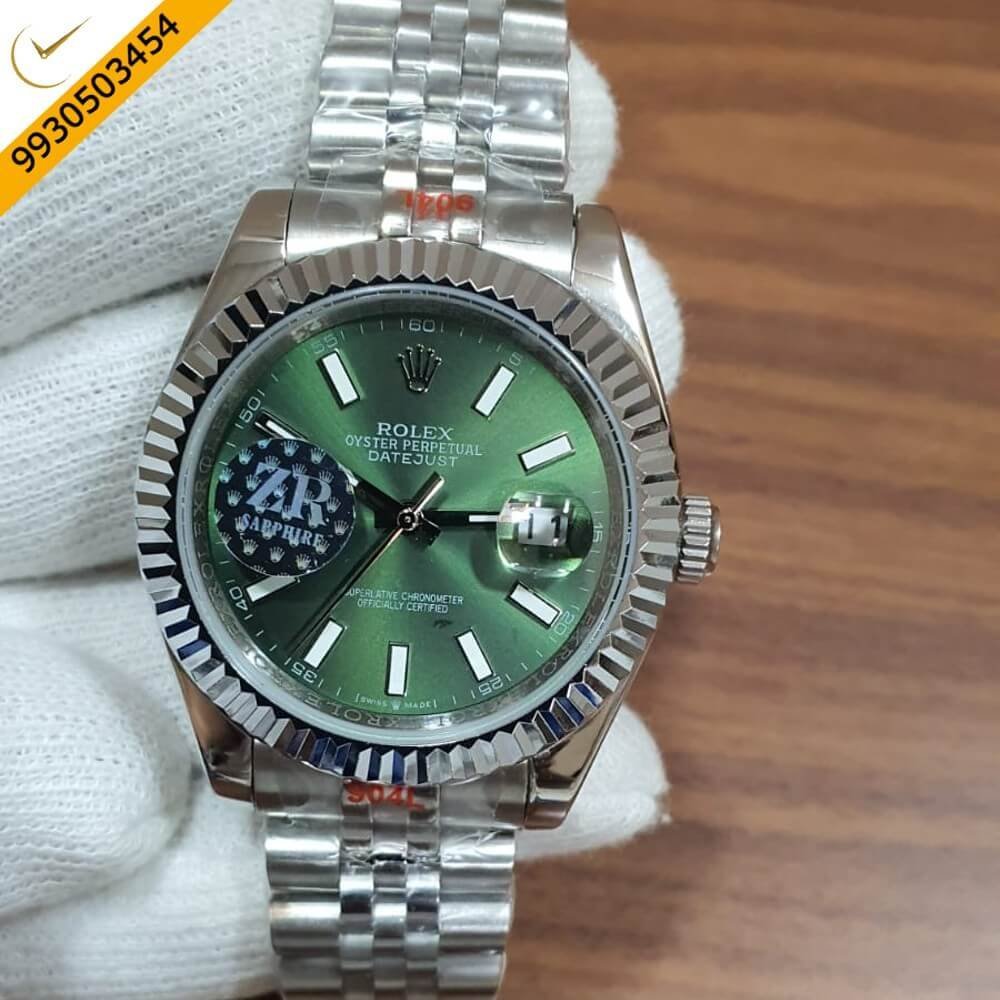 Rolex Date -Just Stick Marker Green Dial Swiss Automatic Watch