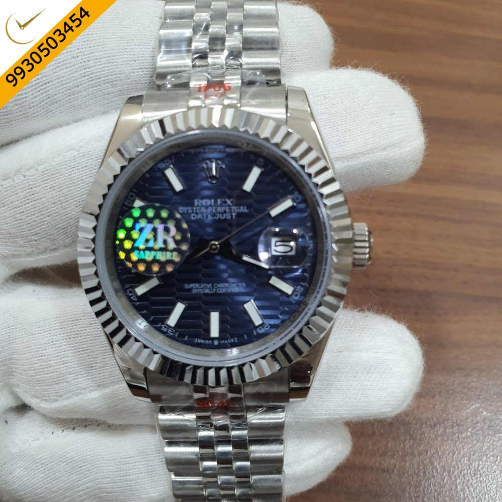 Rolex Date -Just Stick Marker Blue Dial Swiss Automatic Watch