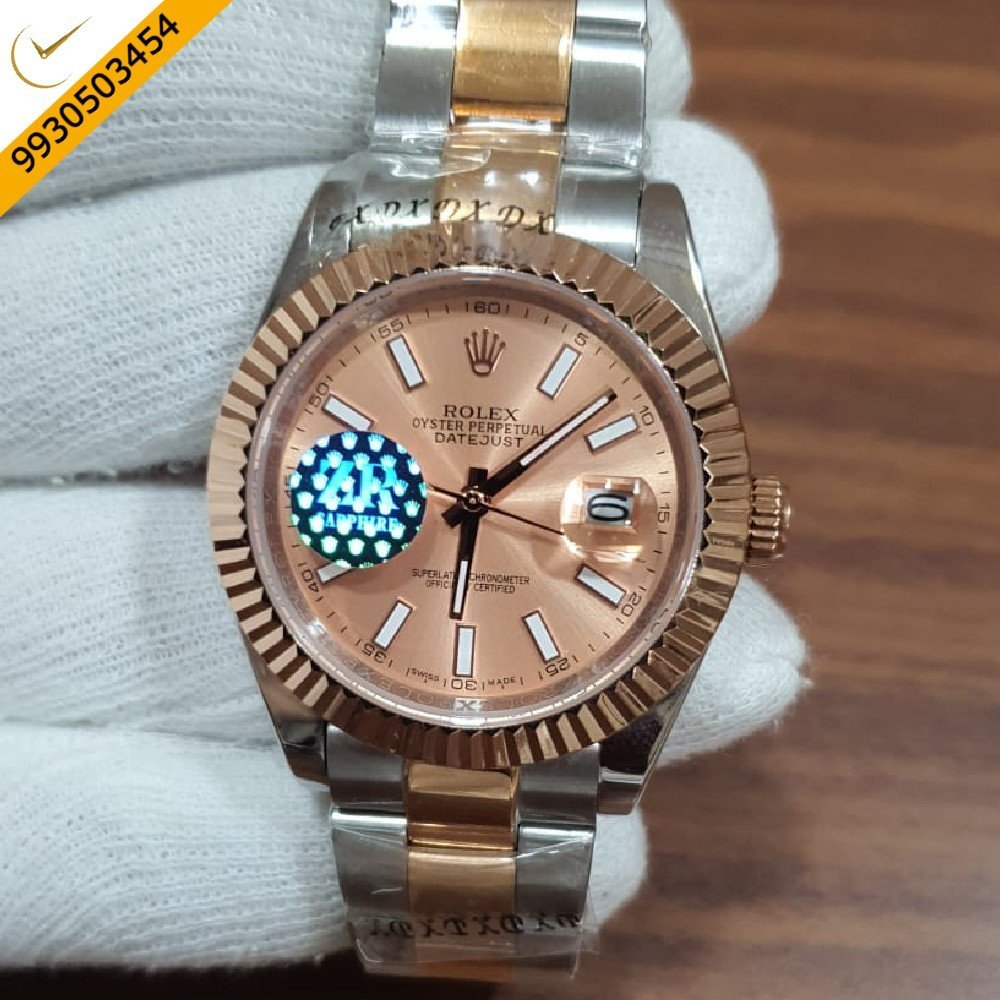 Rolex Date just Dual Tone Rose Gold Dial Swiss Automatic Watch