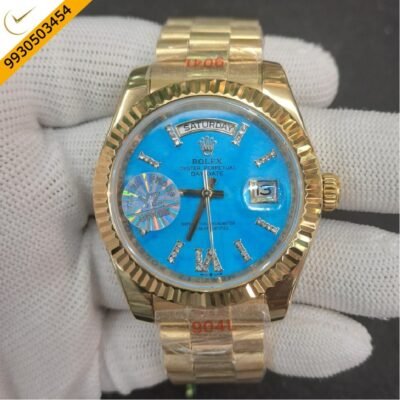 Rolex Day-Date Diamond Marking Blue Dial Swiss Automatic Watch