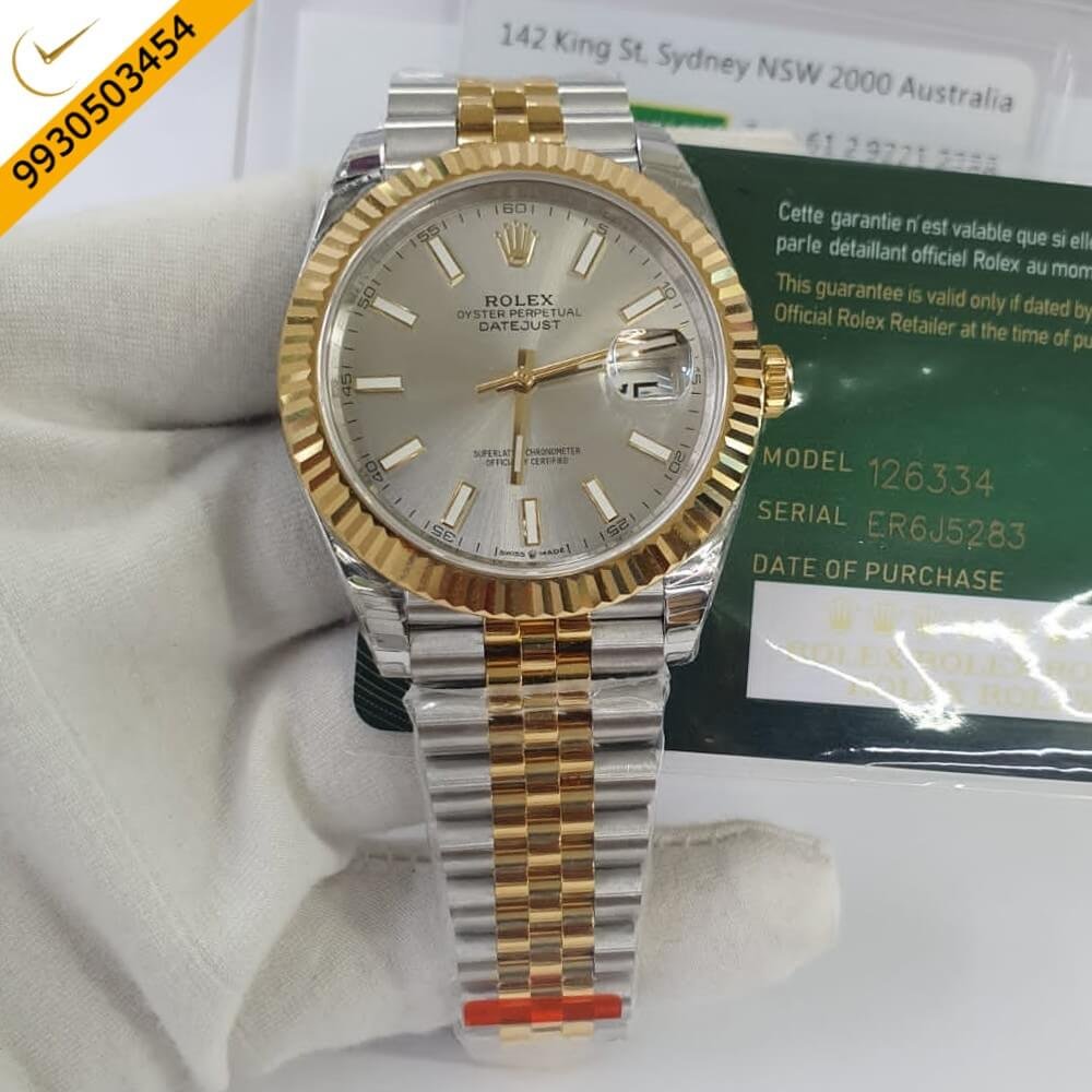 Rolex Day-Date Silver Grey Stick Marking Swiss ETA Calibre 3255 Automatic Movement Watch
