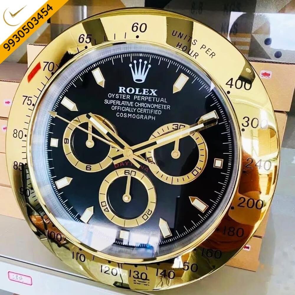 Rolex Daytona Gold Black Dial Wall Clock