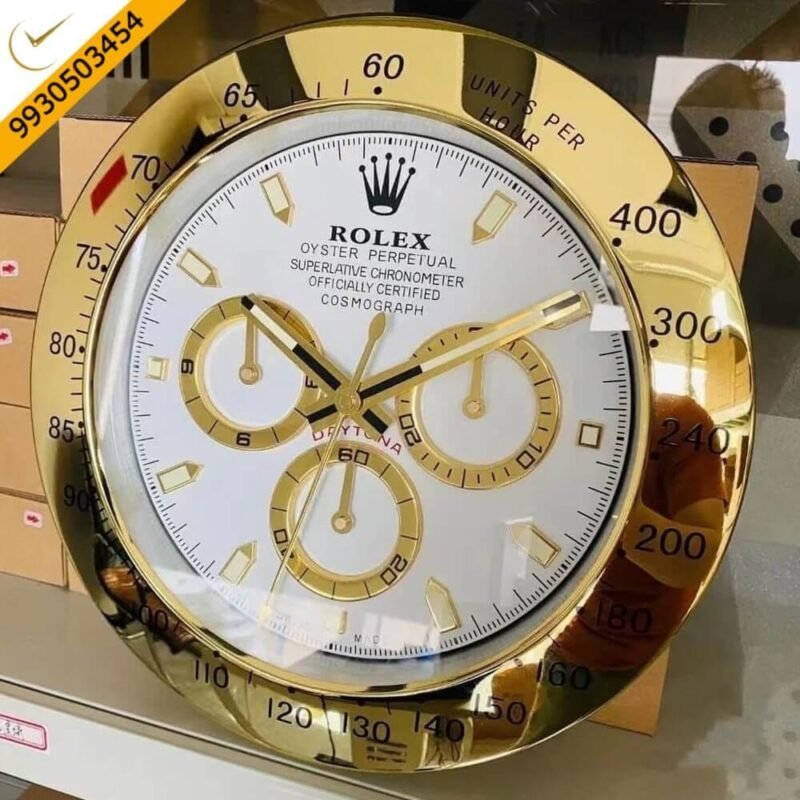 Rolex Daytona Gold White Dial Wall Clock