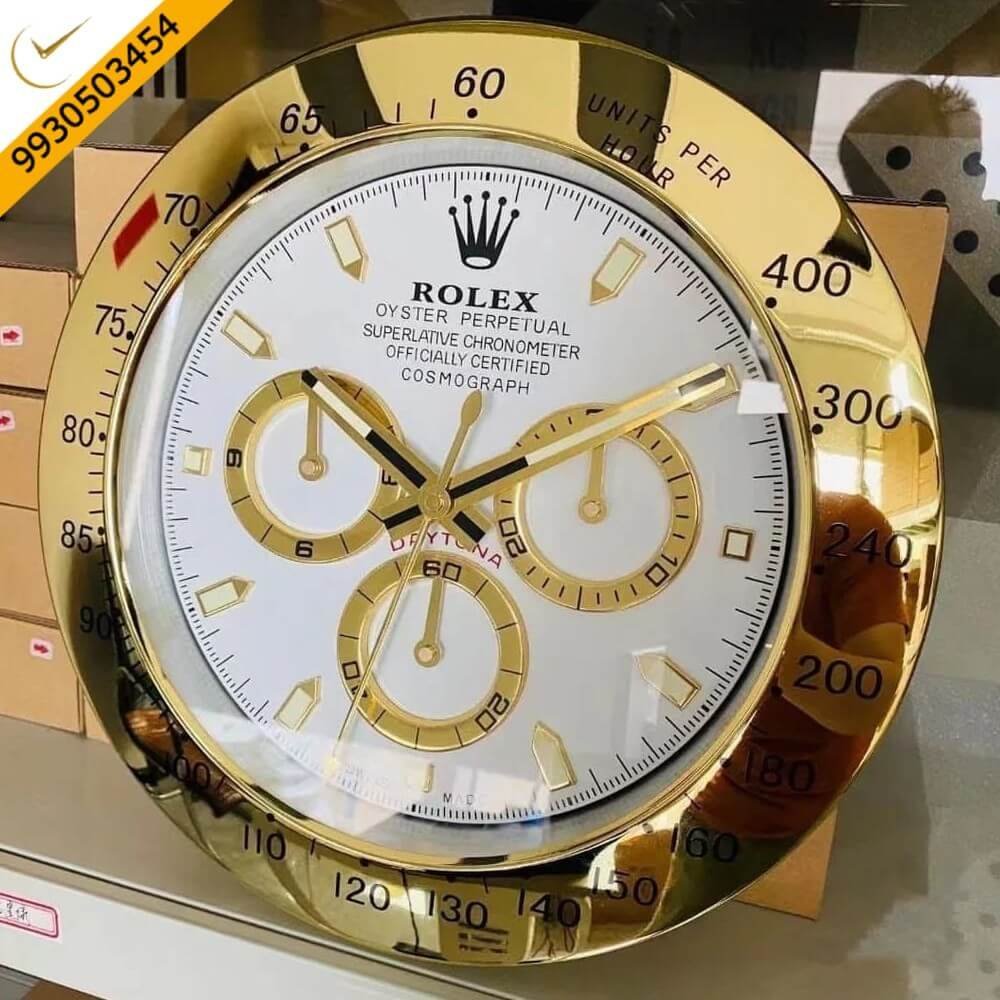 Rolex Daytona Gold White Dial Wall Clock