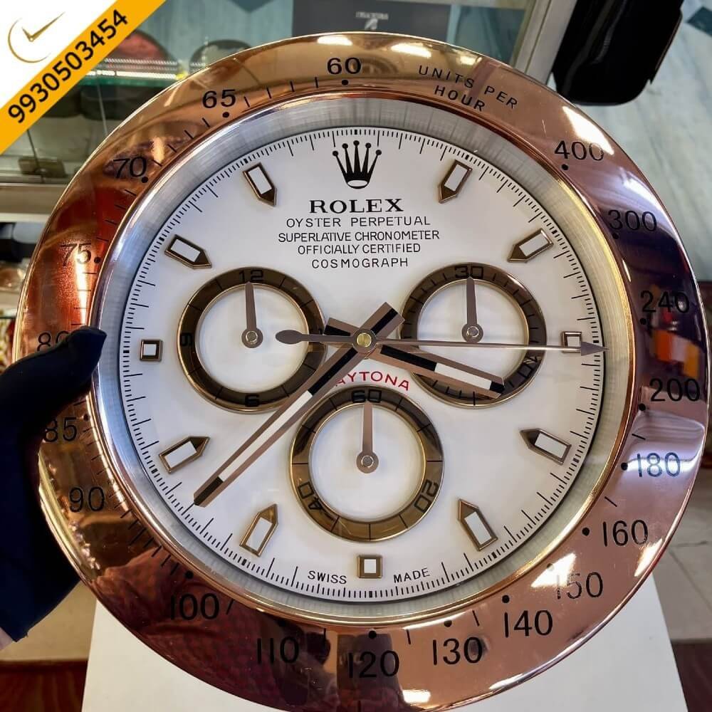 Rolex Daytona Rose Gold Bezel White Dial Wall Clock