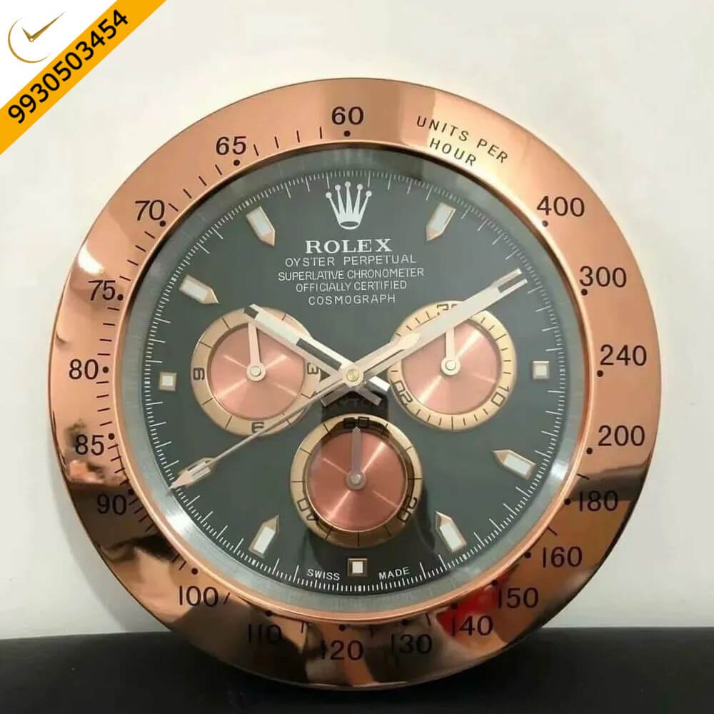Rolex Daytona Rose Gold Black Dial Wall Clock