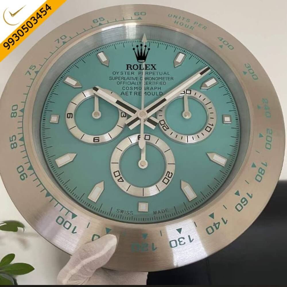 Rolex Daytona Silver Green Dial Wall Clock