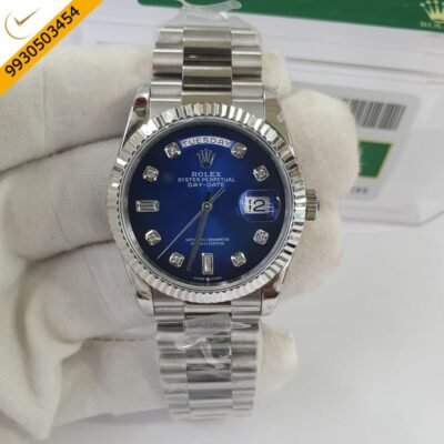 Rolex Day–Date Blue Diamond Dial Swiss ETA Calibre 3255 Automatic Movement Watch
