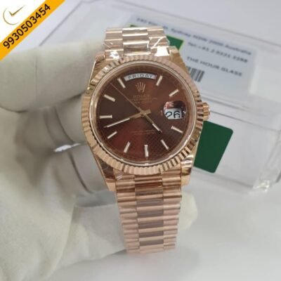 Rolex Day–Date Rose Gold Stick Marking Swiss ETA Calibre 3255 Automatic Movement Watch