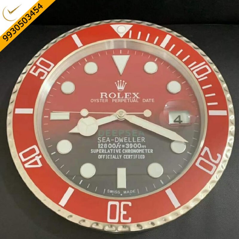 Rolex Deepsea Steel Sea Dweller Red Dial Wall Clock