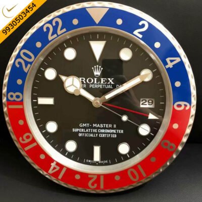 Rolex GMT Master 2 Steel Black Dial Wall Clock