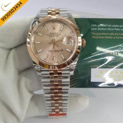 Rolex Oyster Perpetual Date Just Dual Tone Rose Gold Dial Swiss ETA 3235 Automatic Movement Watch