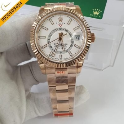 Rolex Sky-Dweller Rose Gold White Dial Swiss ETA Calibre 9001 Automatic Movement Watch