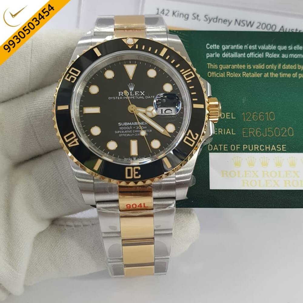 Rolex Submariner Dual Tone Black Dial Swiss ETA Calibre 3235 Automatic Movement Watch