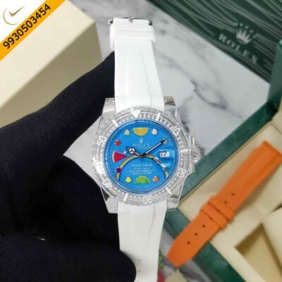 Rolex Submariner Phantomlab Fruit Blue Edition White Strap Swiss Automatic Watch