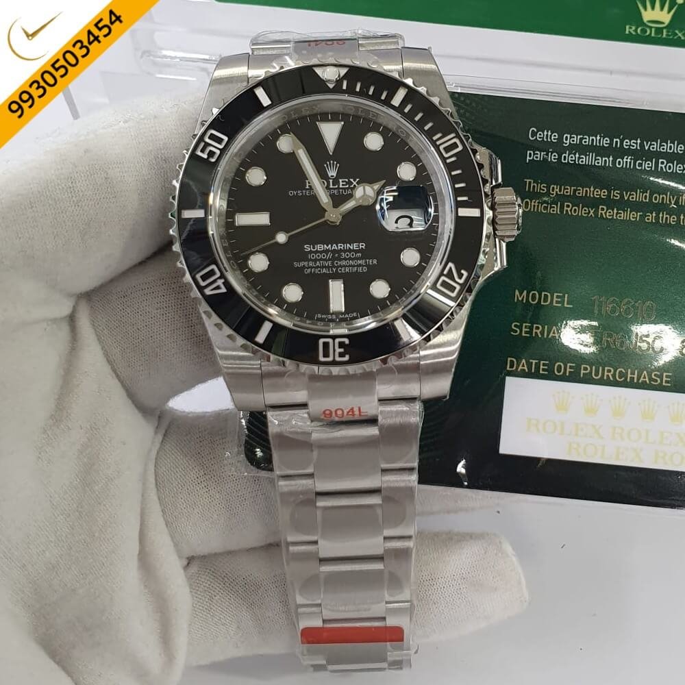 Rolex Submariner Silver Black Dial Swiss ETA Calibre 3235 Automatic Movement Watch