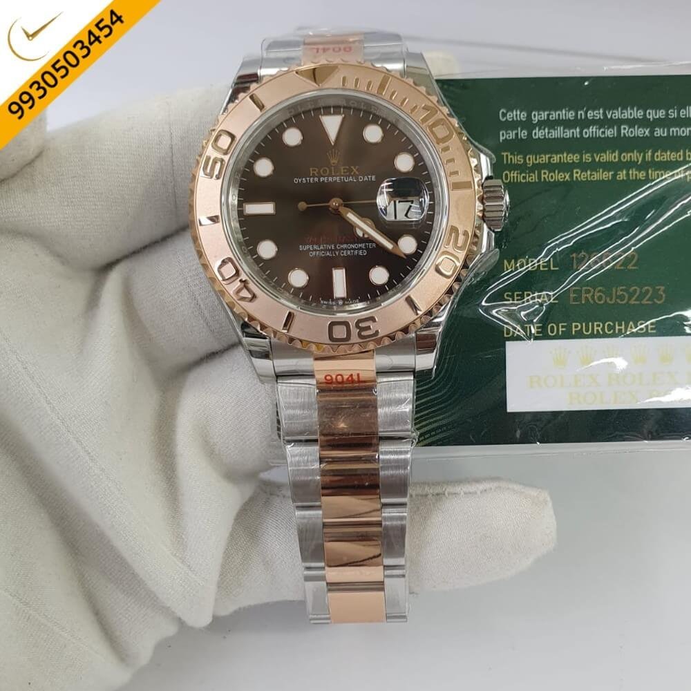 Rolex Yach Master Dual Tone Brown Dial Swiss ETA Calibre 2236 Automatic Movement Watch