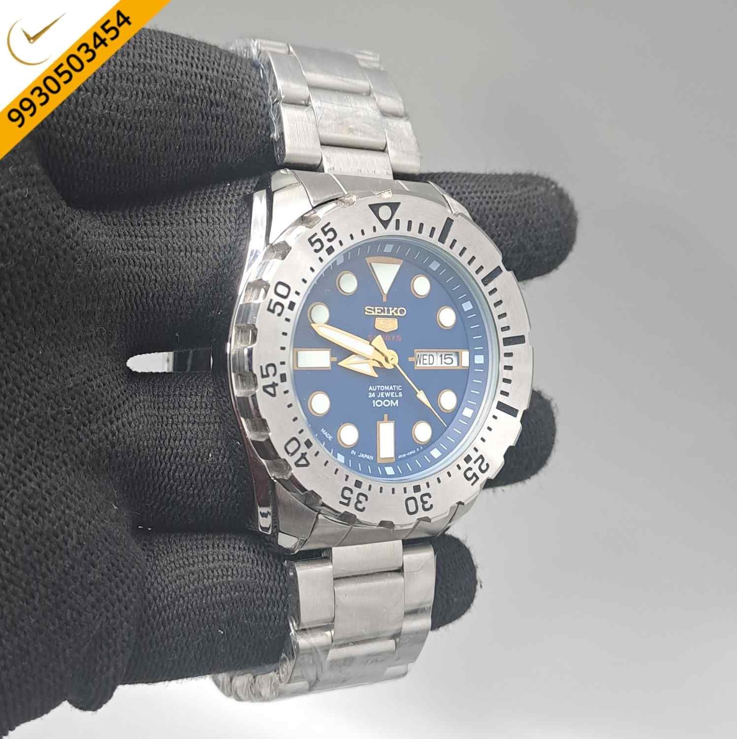 Seiko 5 Sports Steel Blue Dial Swiss Automatic Watch - Image 3