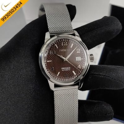 Seiko Presage Cocktail Brown Dial Stainless Steel case Stainless Steel Silver Strap Automatic Watch
