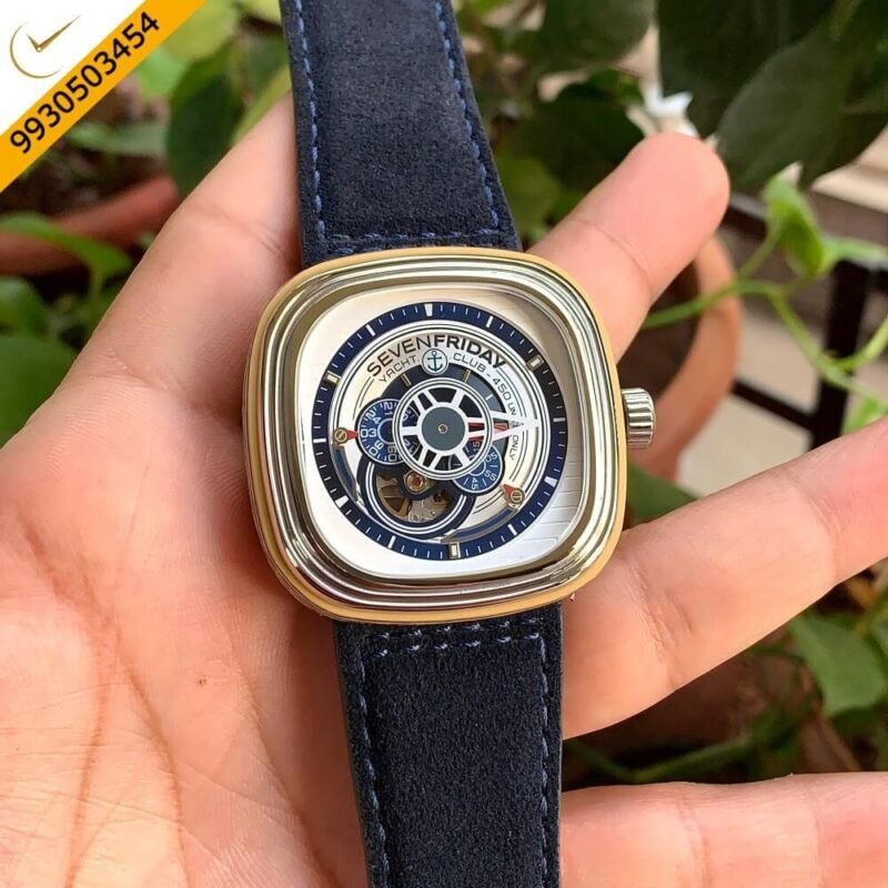 Seven Friday Industrial Series Skeleton Dial Blue Leather Strap Swiss Automatic Watch