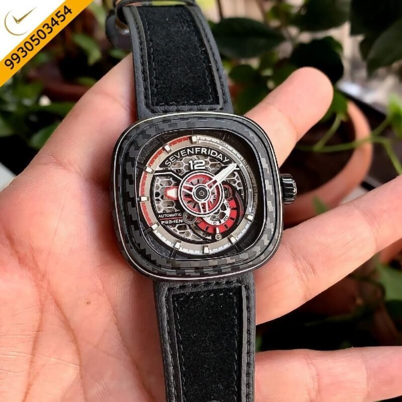 Seven Friday Ruby Carbon Skeleton Dial Swiss Automatic Watch