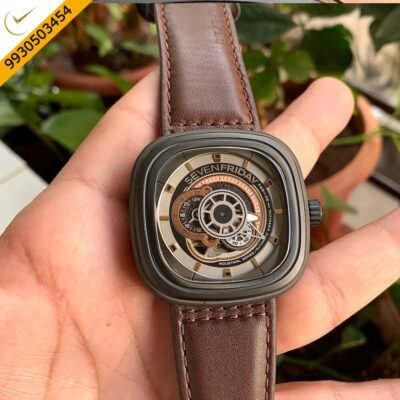Seven Friday SF P2B/01 Skeleton Dial Brown Leather Strap Swiss Automatic Watch