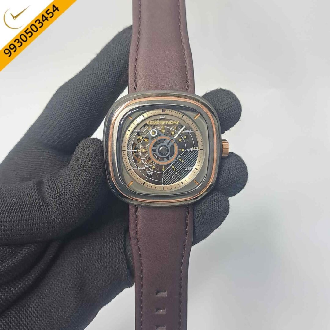 Seven Friday T2-02 Limited Edition Skeleton Dial Brown Leather Strap Swiss Automatic Watch