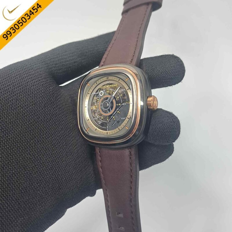 Seven Friday T2-02 Limited Edition Skeleton Dial Brown Leather Strap Swiss Automatic Watch - Image 3