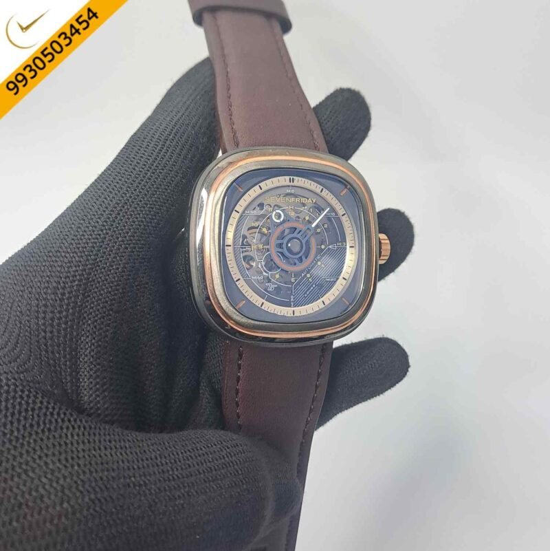 Seven Friday T2-02 Limited Edition Skeleton Dial Brown Leather Strap Swiss Automatic Watch - Image 2
